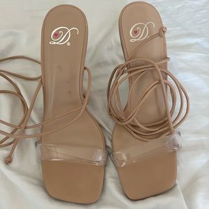 Clear wedding lace-up heel